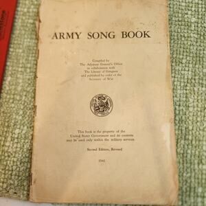 1941 Army Song Book WWII US Military Songbook 2nd Edition Revised War Dept